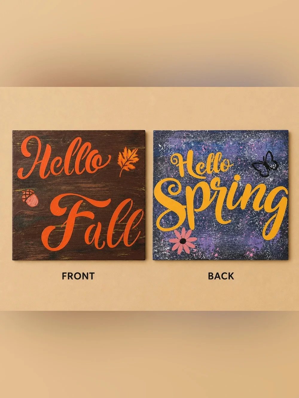 Hello Fall/Hello Spring Reversible Wall Decor - Orange & Yellow